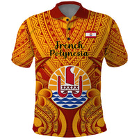 Personalised French Polynesia Polo Shirt Coat Of Arms With Polynesian Plumeria LT14 Red - Polynesian Pride