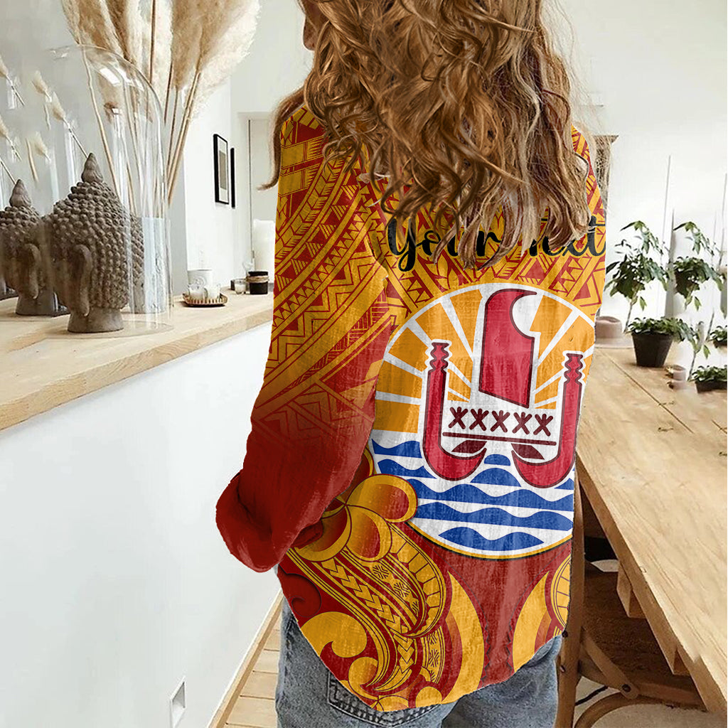 Personalised French Polynesia Women Casual Shirt Coat Of Arms With Polynesian Plumeria LT14 - Polynesian Pride