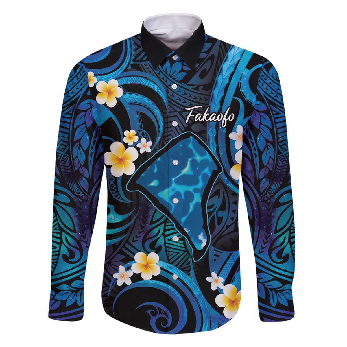 Tokelau Fakaofo Atoll Family Matching Off The Shoulder Long Sleeve Dress and Hawaiian Shirt Polynesian Tattoo Plumeria With Map