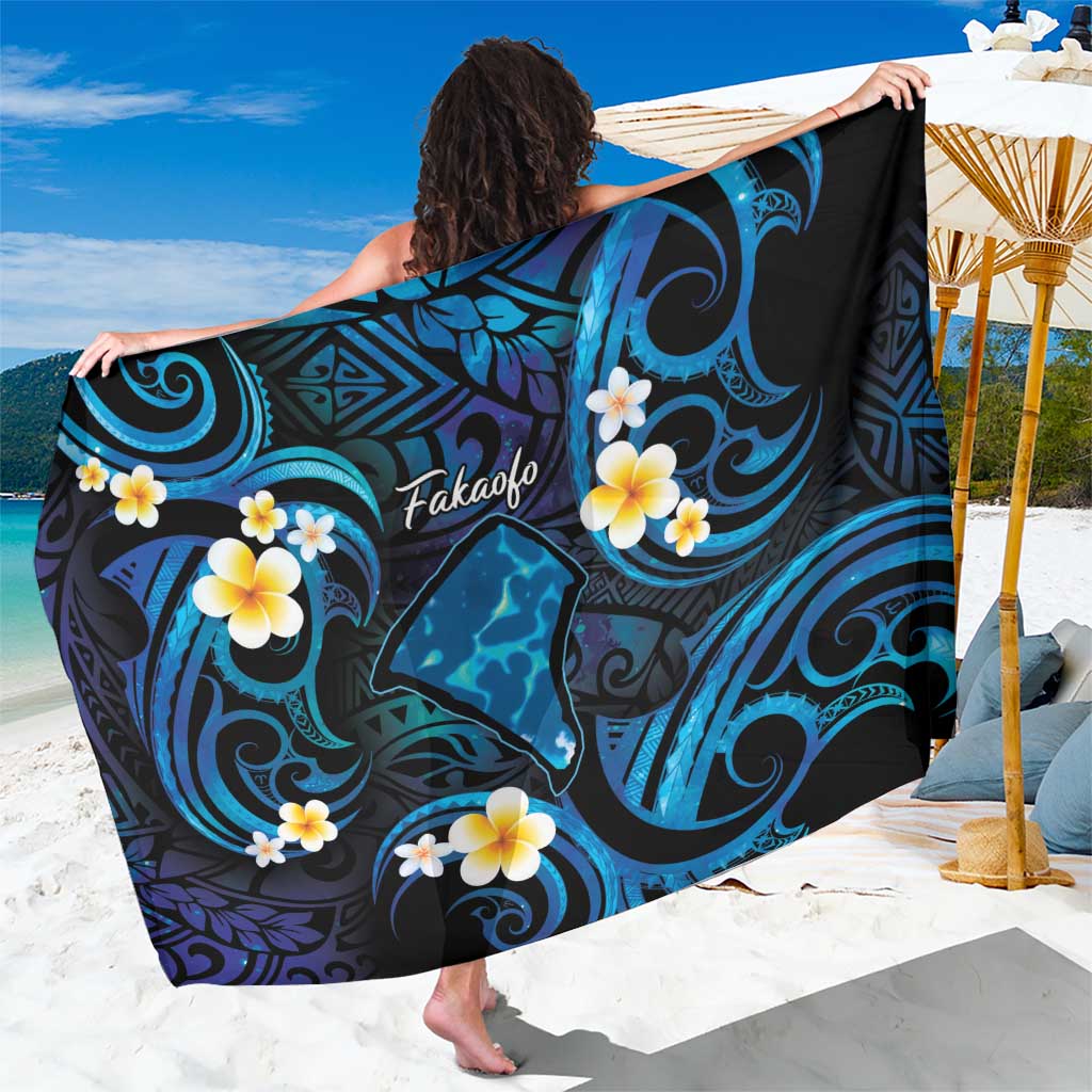 Tokelau Fakaofo Atoll Sarong Polynesian Tattoo Plumeria With Map LT14 One Size 44 x 66 inches Blue - Polynesian Pride