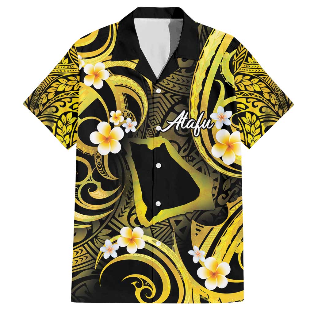 Tokelau Atafu Atoll Hawaiian Shirt Polynesian Tattoo Plumeria With Map LT14 Gold - Polynesian Pride