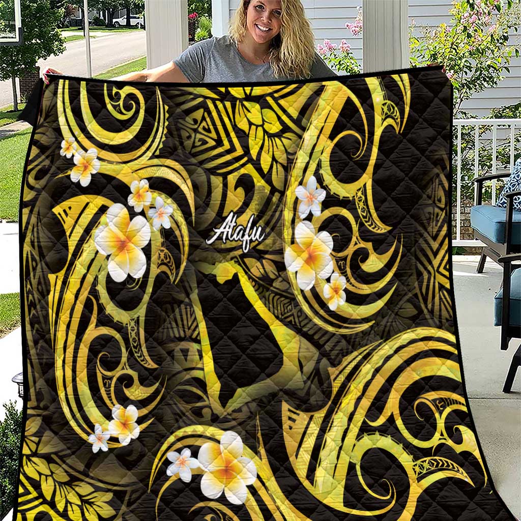 Tokelau Atafu Atoll Quilt Polynesian Tattoo Plumeria With Map LT14 Gold - Polynesian Pride