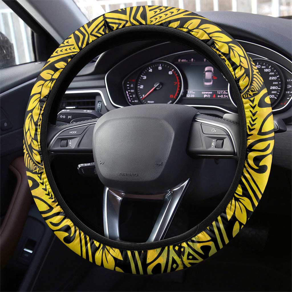 Tokelau Atafu Atoll Steering Wheel Cover Polynesian Tattoo Plumeria With Map LT14 - Polynesian Pride
