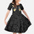 Black And Gray Kid Short Sleeve Dress Curves Polynesian Tattoo Mix Plumeria Flowers