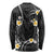 Black And Gray Long Sleeve Shirt Curves Polynesian Tattoo Mix Plumeria Flowers