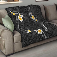 Black And Gray Quilt Curves Polynesian Tattoo Mix Plumeria Flowers