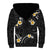 Black And Gray Sherpa Hoodie Curves Polynesian Tattoo Mix Plumeria Flowers