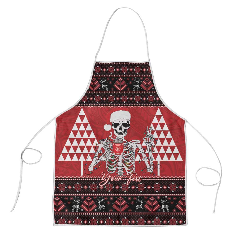Personalized Hawaii Skull Christmas Apron Mele Kalikimaka Hawaiian Kakau - Polynesian Pride