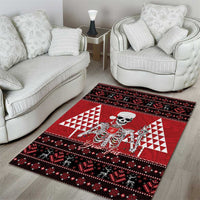 Personalized Hawaii Skull Christmas Area Rug Mele Kalikimaka Hawaiian Kakau - Polynesian Pride