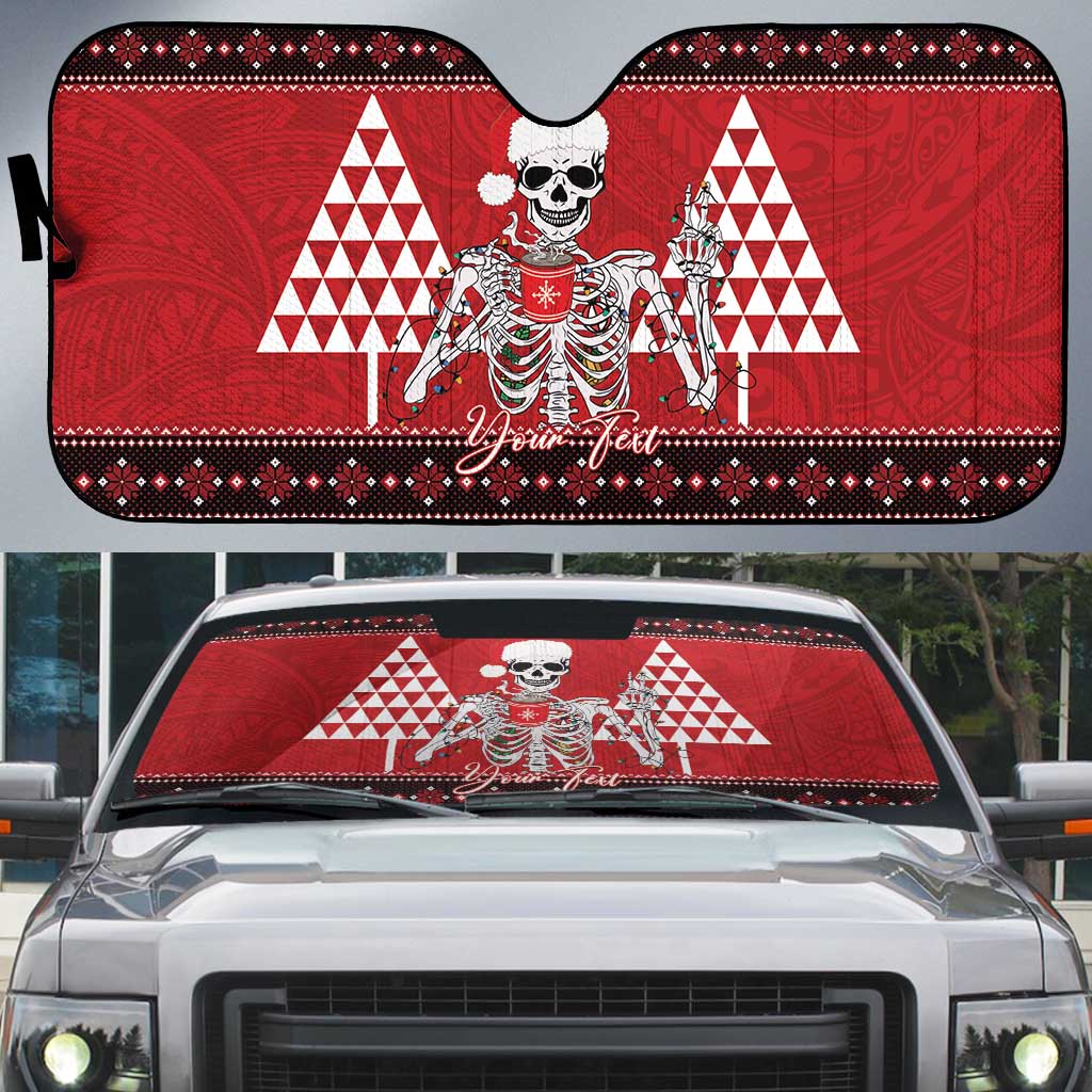 Personalized Hawaii Skull Christmas Auto Sun Shade Mele Kalikimaka Hawaiian Kakau - Polynesian Pride