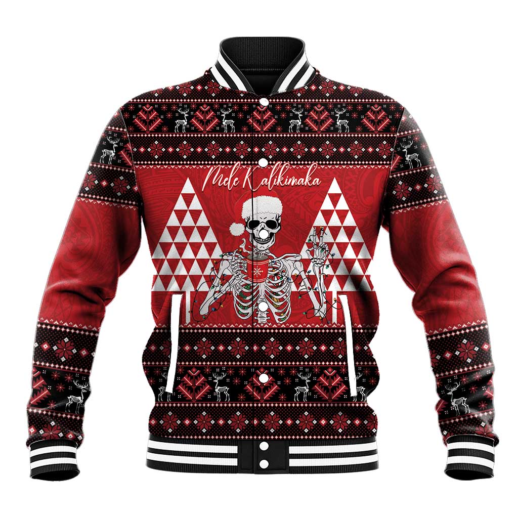 Personalized Hawaii Skull Christmas Baseball Jacket Mele Kalikimaka Hawaiian Kakau - Polynesian Pride