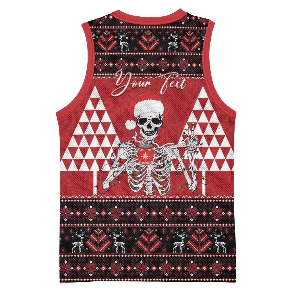 Personalized Hawaii Skull Christmas Basketball Jersey Mele Kalikimaka Hawaiian Kakau - Polynesian Pride