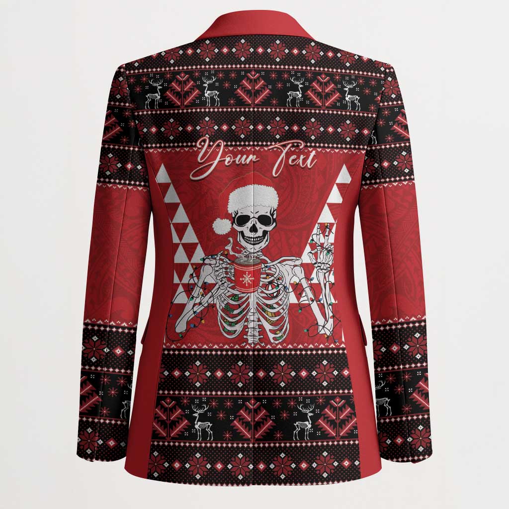 Personalized Hawaii Skull Christmas Blazer Mele Kalikimaka Hawaiian Kakau - Polynesian Pride