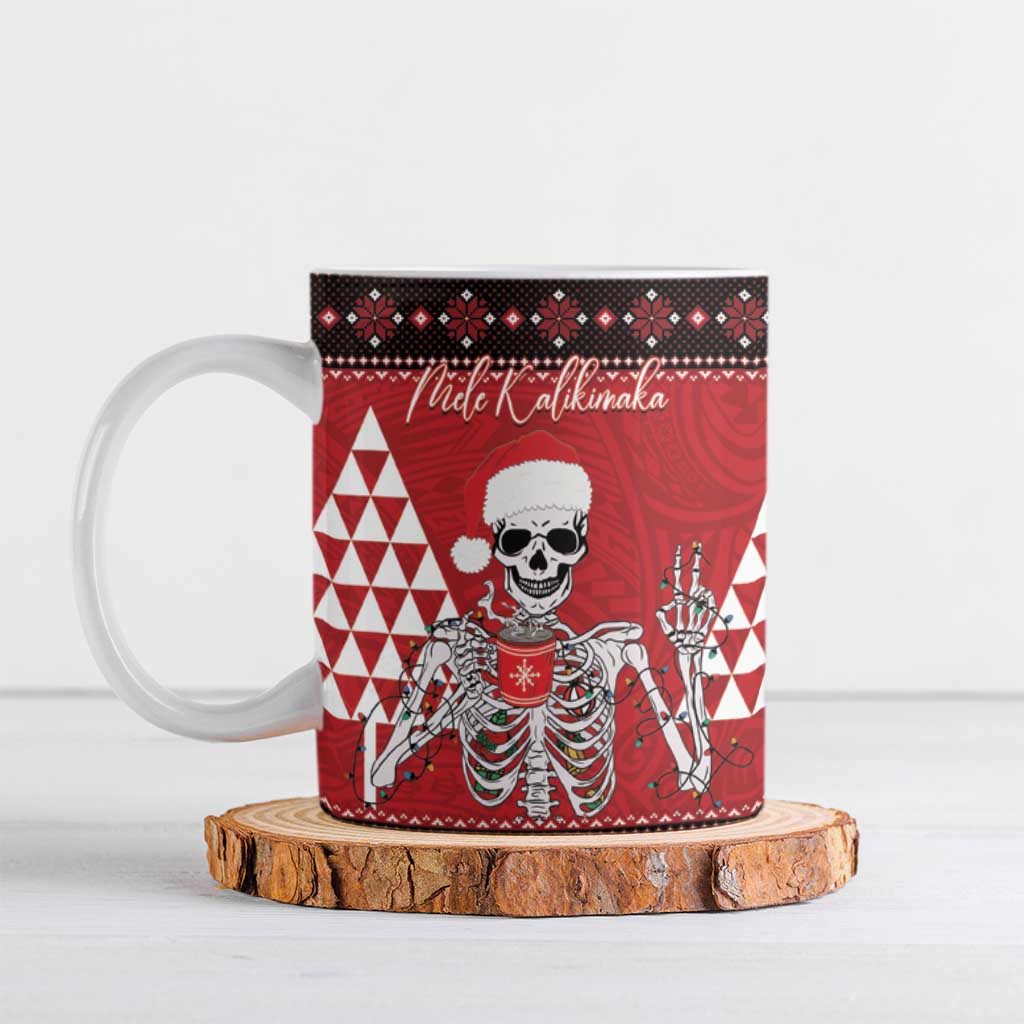 Personalized Hawaii Skull Christmas Ceramic Mug Mele Kalikimaka Hawaiian Kakau - Polynesian Pride
