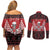 Personalized Hawaii Skull Christmas Couples Matching Off Shoulder Short Dress and Long Sleeve Button Shirt Mele Kalikimaka Hawaiian Kakau - Polynesian Pride