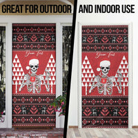 Personalized Hawaii Skull Christmas Door Cover Mele Kalikimaka Hawaiian Kakau - Polynesian Pride