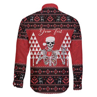 Personalized Hawaii Skull Christmas Family Matching Long Sleeve Bodycon Dress and Hawaiian Shirt Mele Kalikimaka Hawaiian Kakau - Polynesian Pride