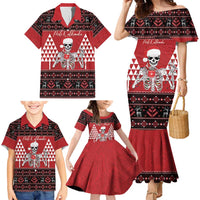 Personalized Hawaii Skull Christmas Family Matching Mermaid Dress and Hawaiian Shirt Mele Kalikimaka Hawaiian Kakau - Polynesian Pride