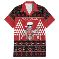 Personalized Hawaii Skull Christmas Family Matching Off The Shoulder Long Sleeve Dress and Hawaiian Shirt Mele Kalikimaka Hawaiian Kakau - Polynesian Pride