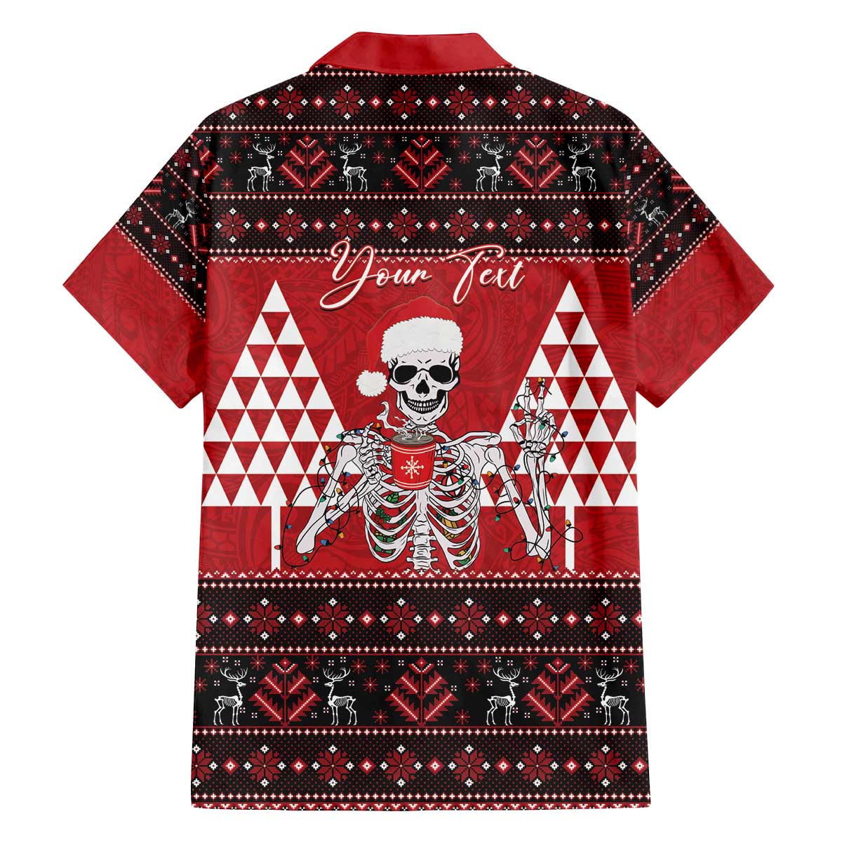 Personalized Hawaii Skull Christmas Family Matching Off The Shoulder Long Sleeve Dress and Hawaiian Shirt Mele Kalikimaka Hawaiian Kakau - Polynesian Pride