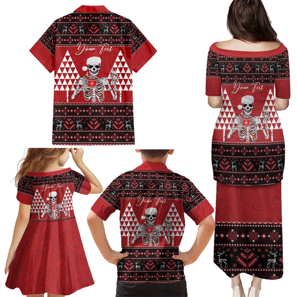 Personalized Hawaii Skull Christmas Family Matching Puletasi and Hawaiian Shirt Mele Kalikimaka Hawaiian Kakau - Polynesian Pride