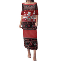 Personalized Hawaii Skull Christmas Family Matching Puletasi and Hawaiian Shirt Mele Kalikimaka Hawaiian Kakau - Polynesian Pride