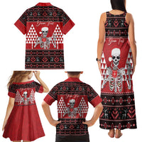 Personalized Hawaii Skull Christmas Family Matching Tank Maxi Dress and Hawaiian Shirt Mele Kalikimaka Hawaiian Kakau - Polynesian Pride