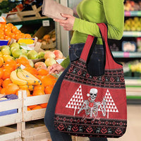 Personalized Hawaii Skull Christmas Grocery Bag Mele Kalikimaka Hawaiian Kakau - Polynesian Pride