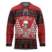 Personalized Hawaii Skull Christmas Hockey Jersey Mele Kalikimaka Hawaiian Kakau - Polynesian Pride