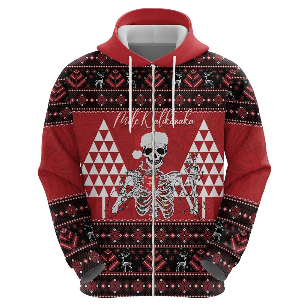 Personalized Hawaii Skull Christmas Hoodie Mele Kalikimaka Hawaiian Kakau - Polynesian Pride