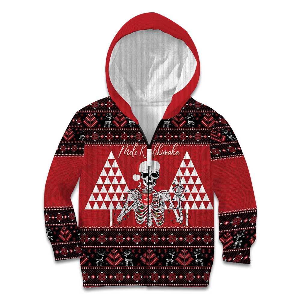 Personalized Hawaii Skull Christmas Kid Hoodie Mele Kalikimaka Hawaiian Kakau - Polynesian Pride
