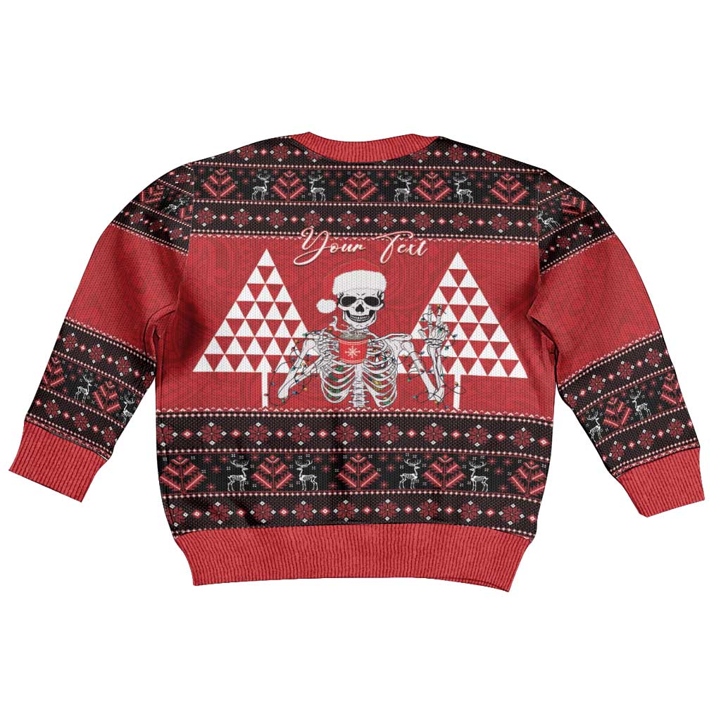 Personalized Hawaii Skull Christmas Kid Ugly Christmas Sweater Mele Kalikimaka Hawaiian Kakau - Polynesian Pride