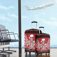 Personalized Hawaii Skull Christmas Luggage Cover Mele Kalikimaka Hawaiian Kakau - Polynesian Pride