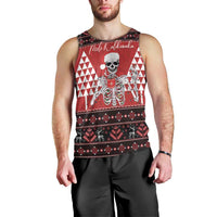 Personalized Hawaii Skull Christmas Men Tank Top Mele Kalikimaka Hawaiian Kakau - Polynesian Pride