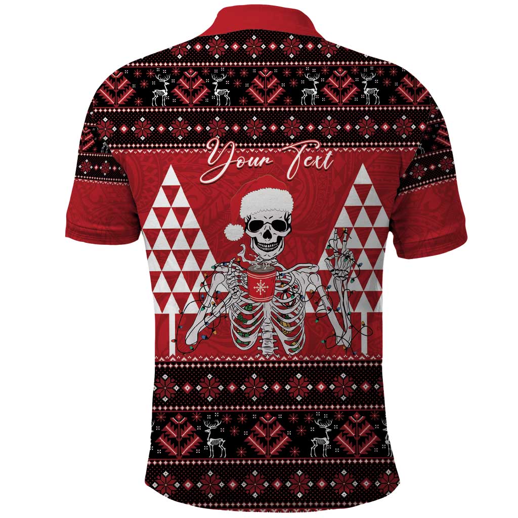 Personalized Hawaii Skull Christmas Polo Shirt Mele Kalikimaka Hawaiian Kakau - Polynesian Pride