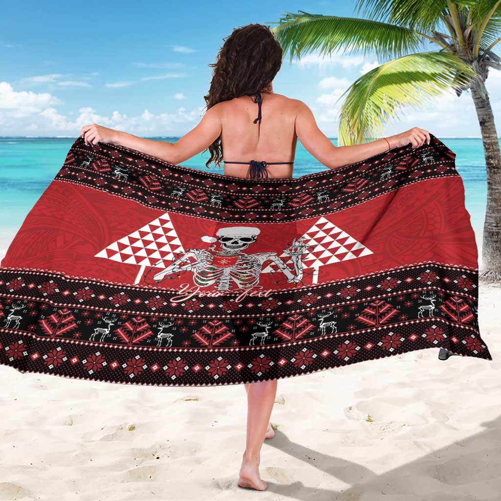Personalized Hawaii Skull Christmas Sarong Mele Kalikimaka Hawaiian Kakau - Polynesian Pride