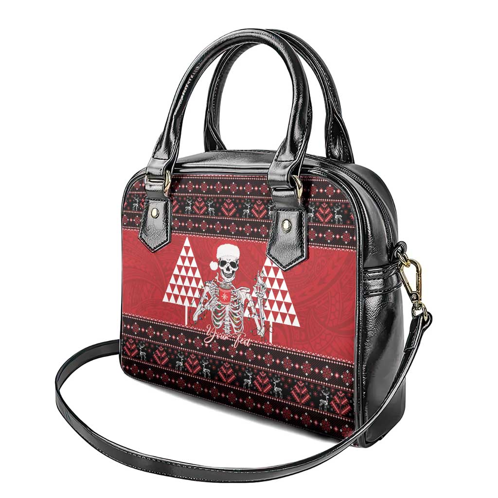 Personalized Hawaii Skull Christmas Shoulder Handbag Mele Kalikimaka Hawaiian Kakau - Polynesian Pride