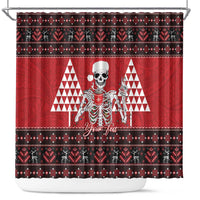 Personalized Hawaii Skull Christmas Shower Curtain Mele Kalikimaka Hawaiian Kakau - Polynesian Pride