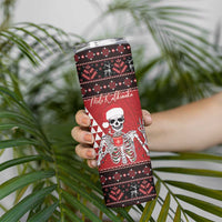 Personalized Hawaii Skull Christmas Skinny Tumbler Mele Kalikimaka Hawaiian Kakau - Polynesian Pride