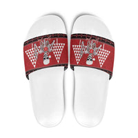Personalized Hawaii Skull Christmas Slide Sandals Mele Kalikimaka Hawaiian Kakau - Polynesian Pride