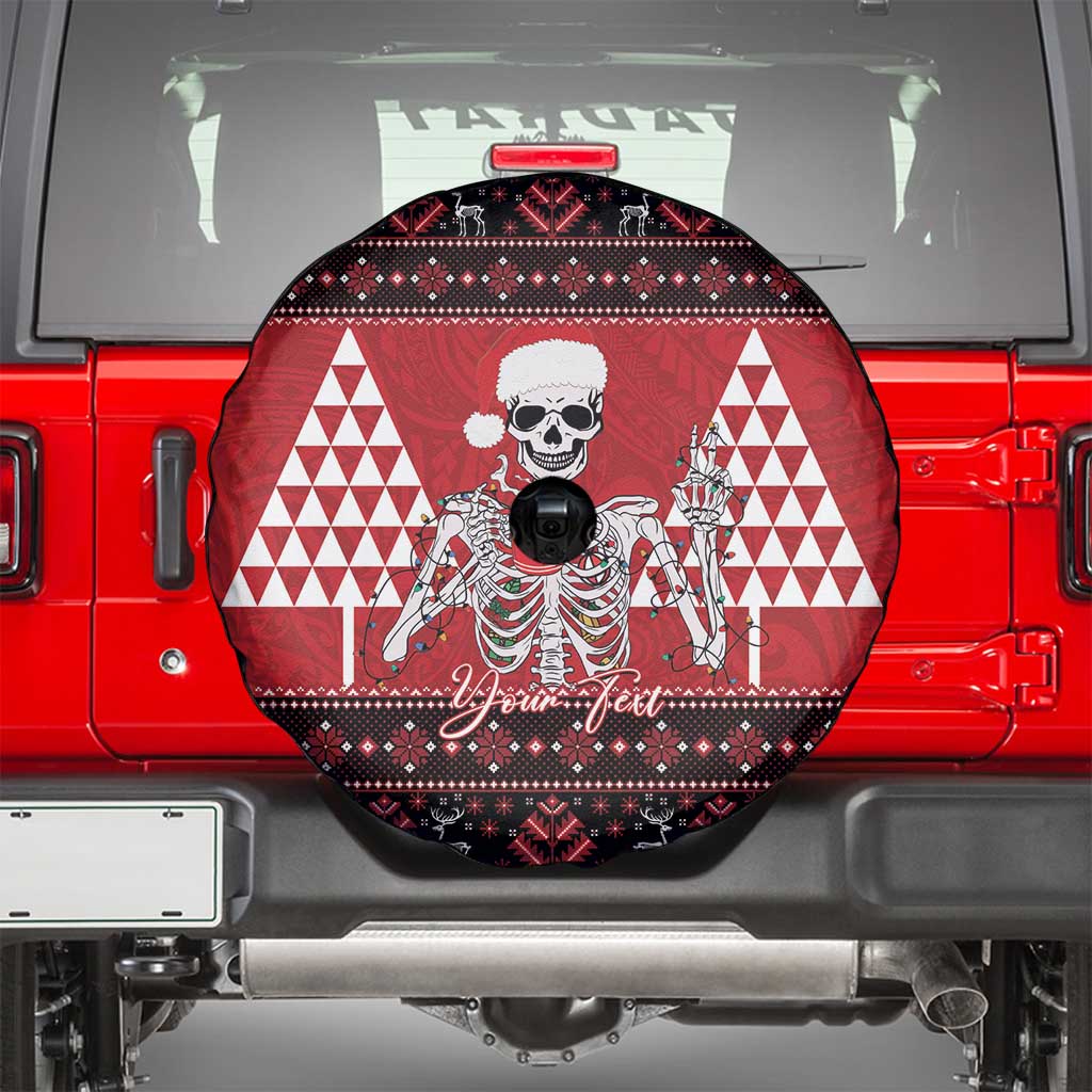 Personalized Hawaii Skull Christmas Spare Tire Cover Mele Kalikimaka Hawaiian Kakau - Polynesian Pride
