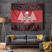 Personalized Hawaii Skull Christmas Tapestry Mele Kalikimaka Hawaiian Kakau - Polynesian Pride