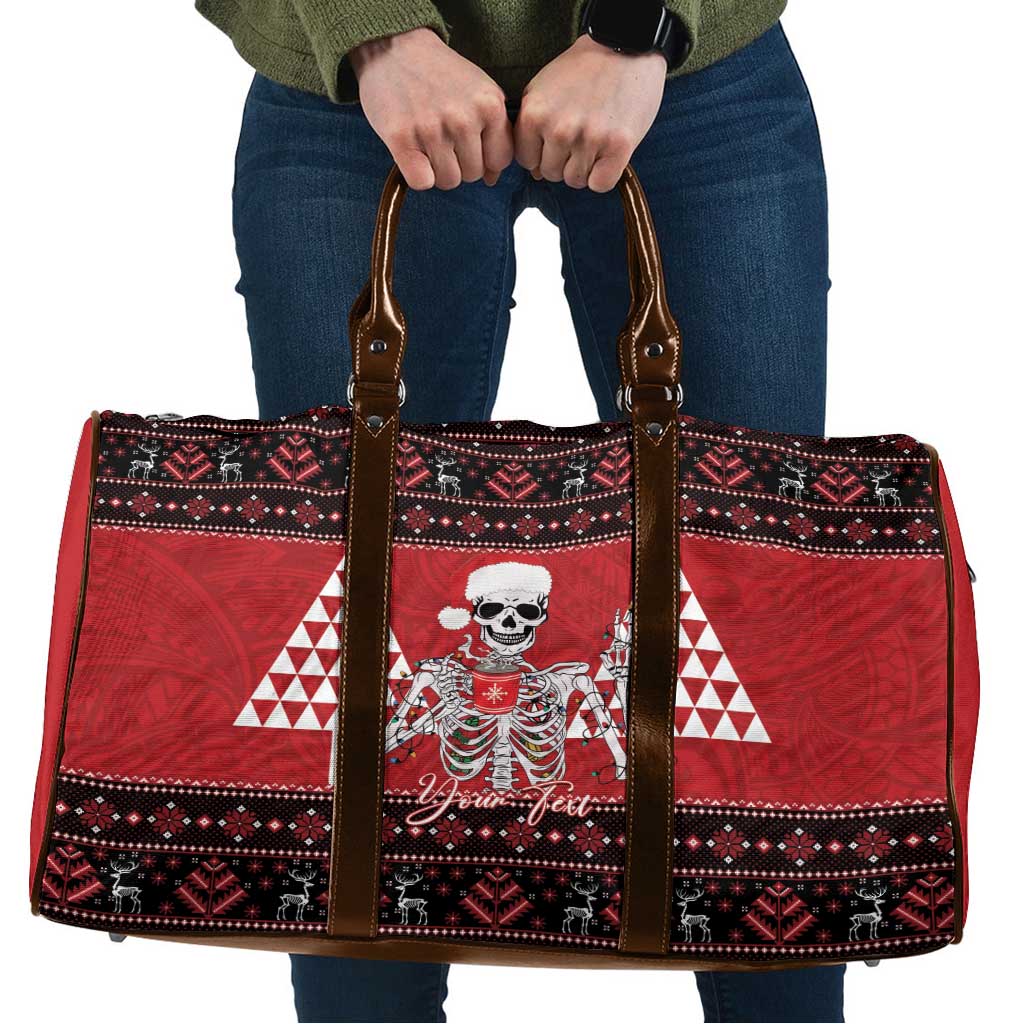Personalized Hawaii Skull Christmas Travel Bag Mele Kalikimaka Hawaiian Kakau - Polynesian Pride