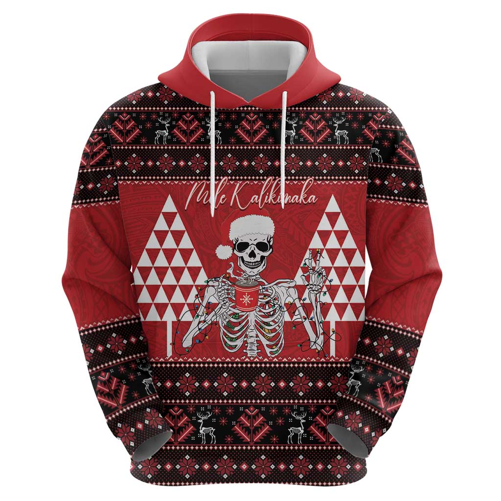 Personalized Hawaii Skull Christmas Zip Hoodie Mele Kalikimaka Hawaiian Kakau - Polynesian Pride