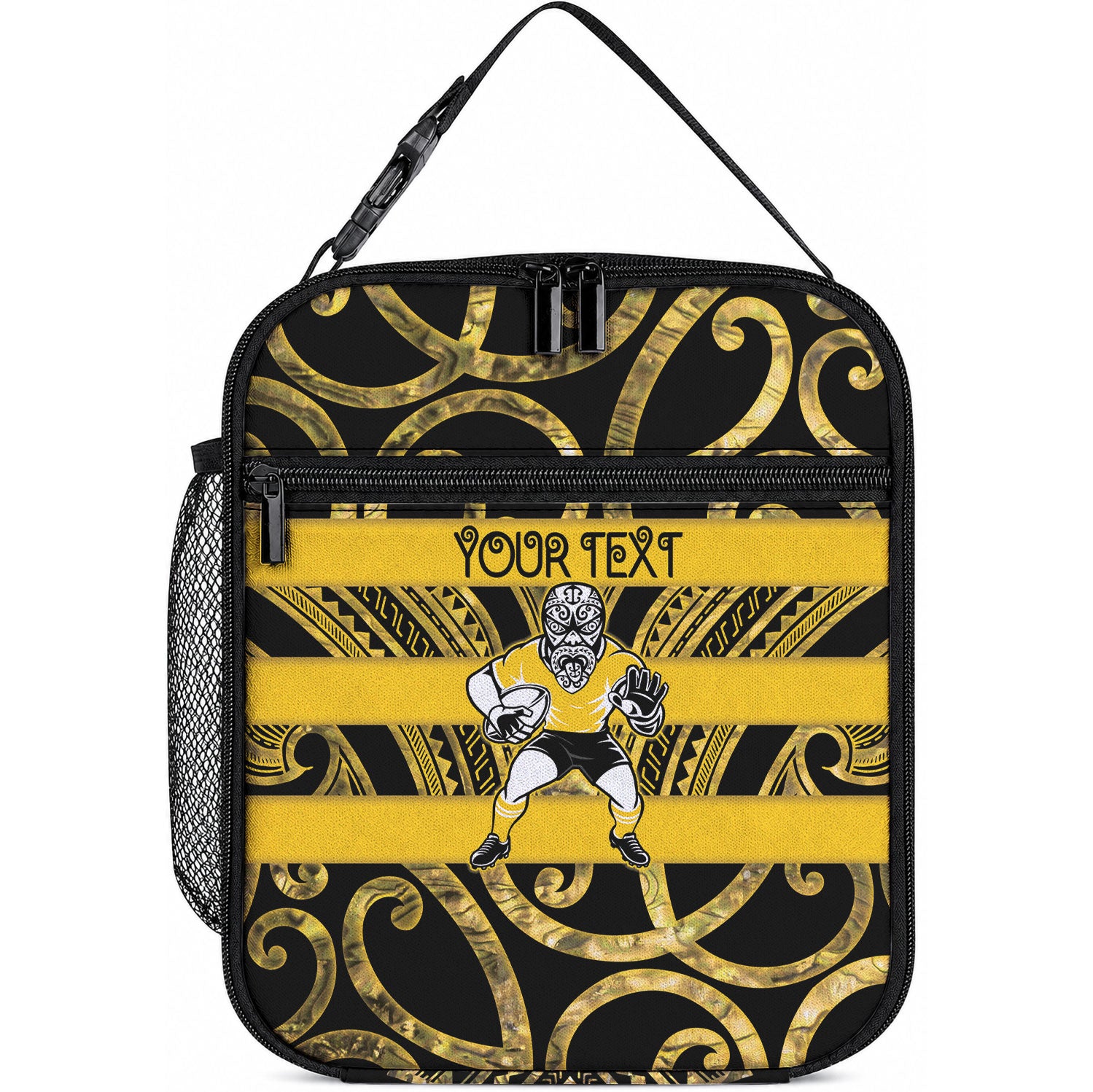 Taranaki Custom Rugby New Zealand Lunch Bag Aotearoa Maori Pukana Tiki Mascot