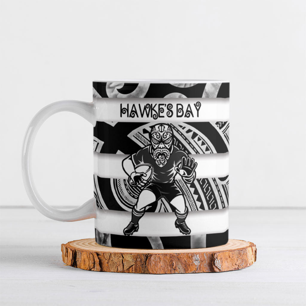 Hawke's Bay Custom Rugby New Zealand Ceramic Mug Aotearoa Maori Pukana Tiki Mascot