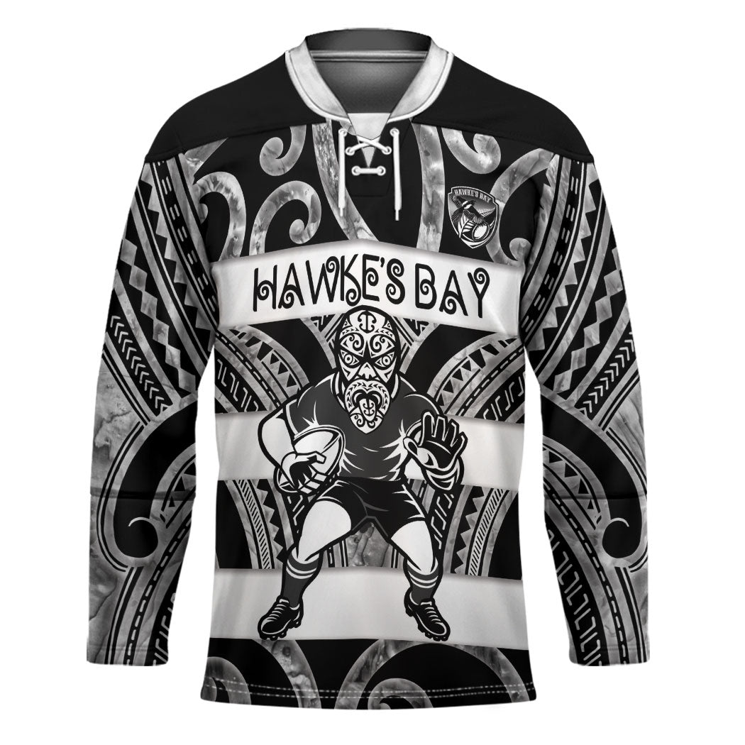 Hawke's Bay Custom Rugby New Zealand Hockey Jersey Aotearoa Maori Pukana Tiki Mascot