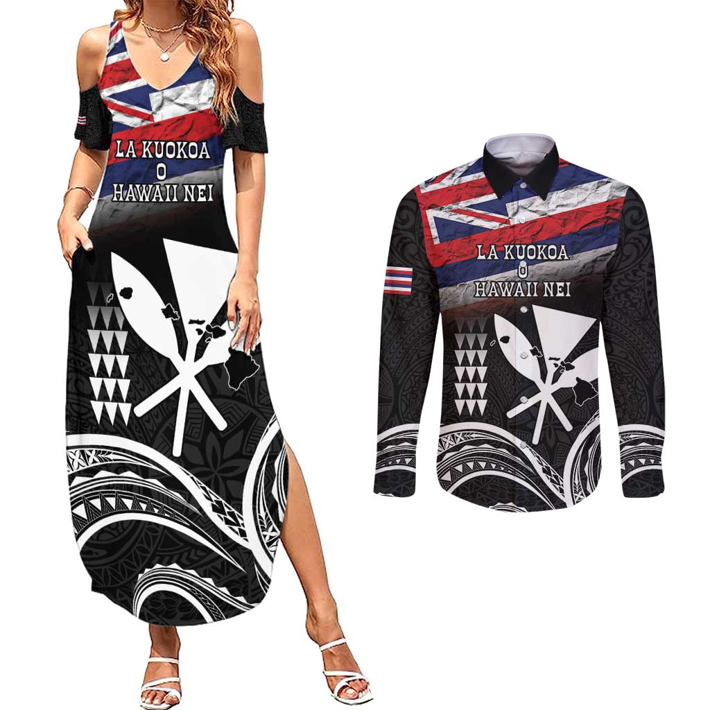 Hawaii Independence Day Couples Matching Summer Maxi Dress and Long Sleeve Button Shirt La Kuokoa - Happy 28th November