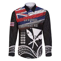Hawaii Independence Day Family Matching Mermaid Dress and Hawaiian Shirt La Kuokoa - Happy 28th November LT14 Dad's Shirt - Long Sleeve Black - Polynesian Pride