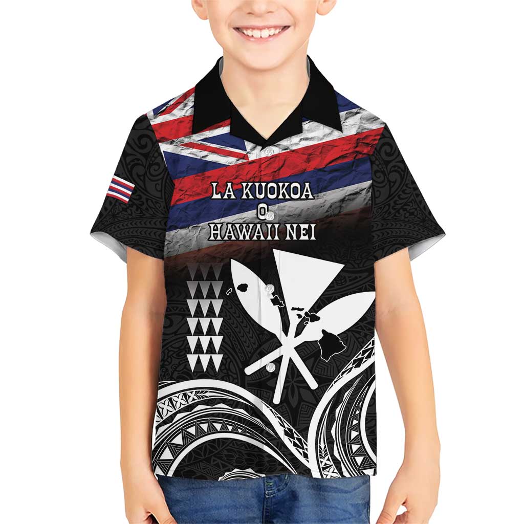 Hawaii Independence Day Family Matching Short Sleeve Bodycon Dress and Hawaiian Shirt La Kuokoa - Happy 28th November LT14 Son's Shirt Black - Polynesian Pride